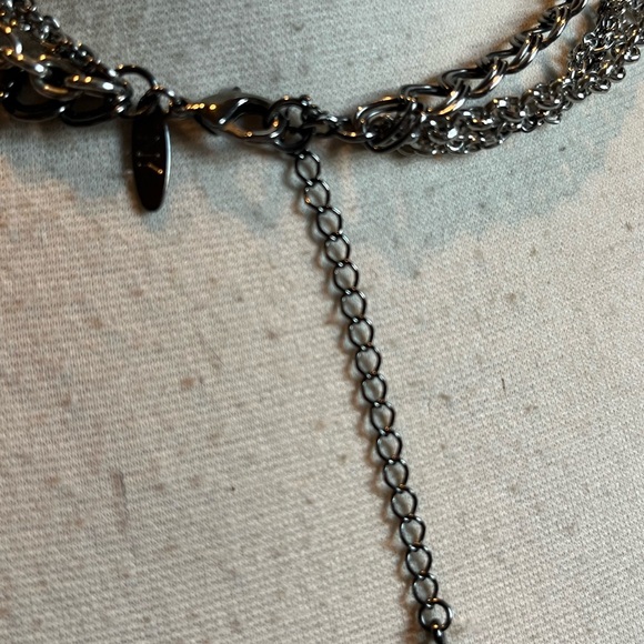 Great piece from NY & Co! Dark and light silver multi chain and crystal necklace - Picture 8 of 8